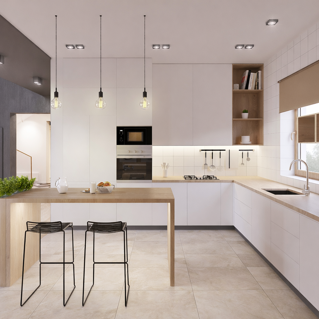 Cocina Integral PVC Premium - Blanco/Roble